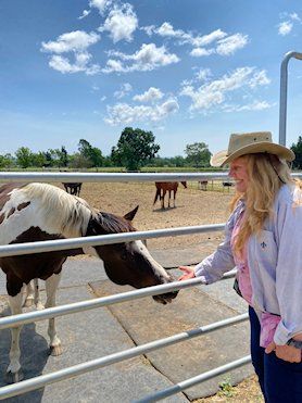 Cynthia Sue Larson with Luna at Casari Ranch