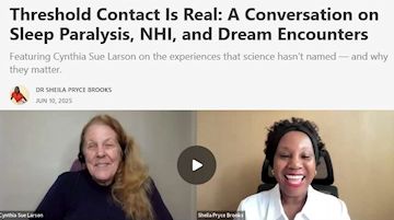 Cynthia Sue Larson with Sheila Pryce Brooks on Threshold
Encounters